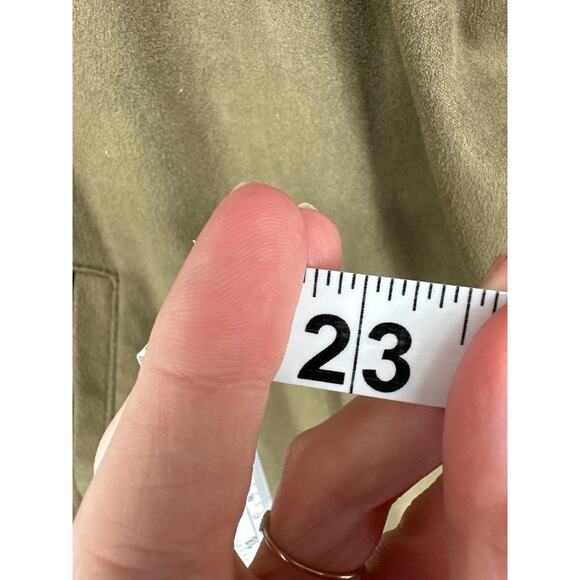 BlankNYC Jacket Womens Large Green Faux Suede Olive Drape Lightweight Stretch - Picture 9 of 9